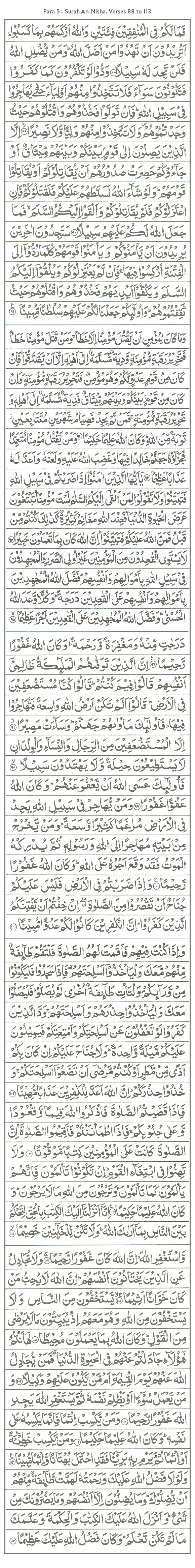 Para 5 - Surah An-Nisha- Verses 88 to 113